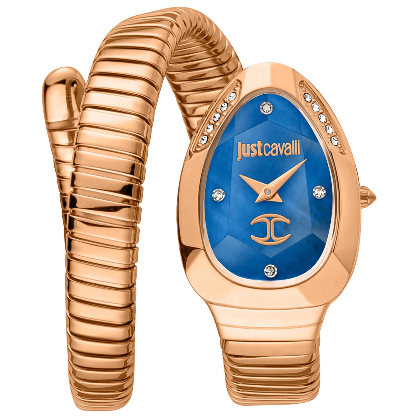 Front view of Just Cavalli Signature Snake Women's Quartz Watch JC1L229M0055