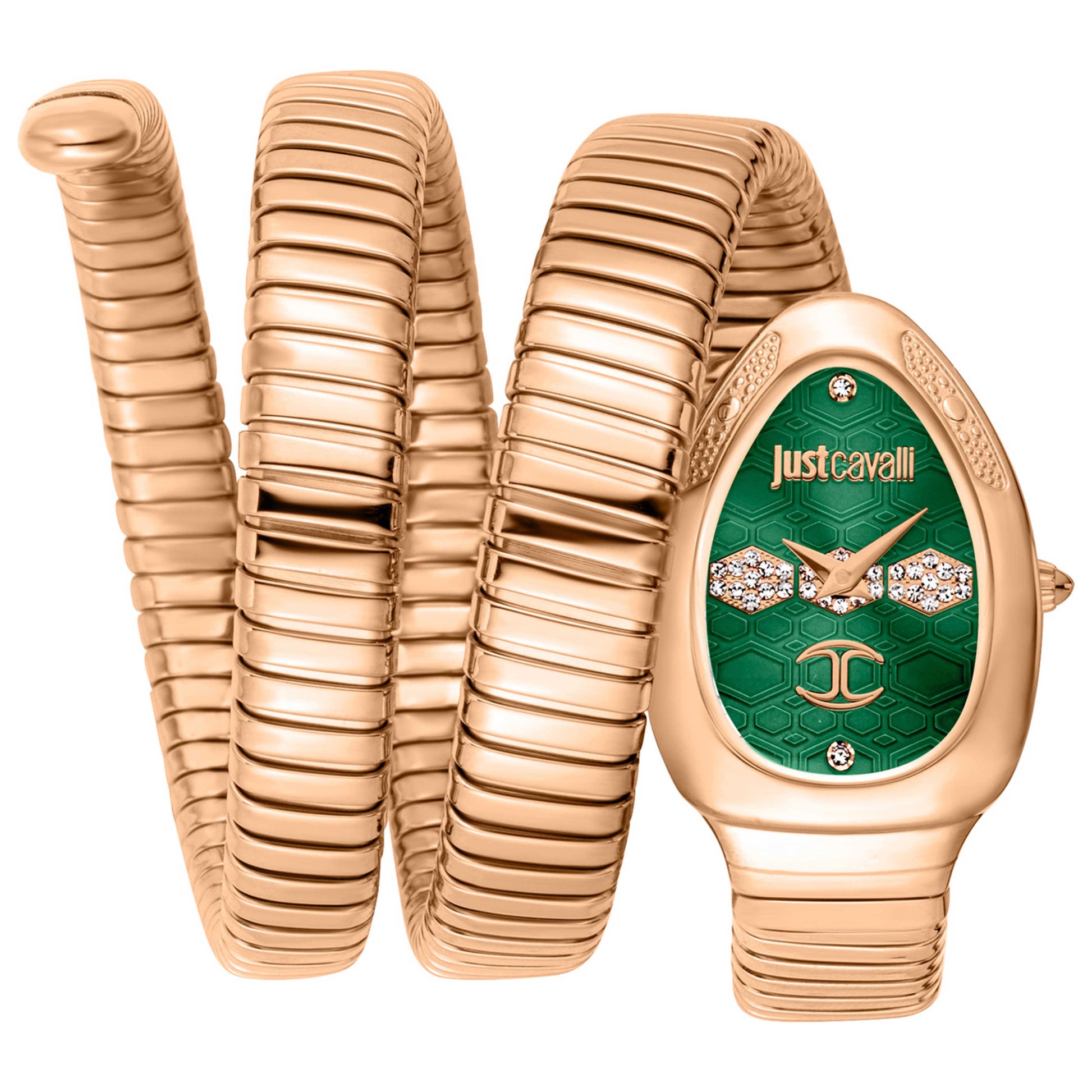 Front view of Just Cavalli Signature Snake Women's Quartz Watch JC1L232M0045