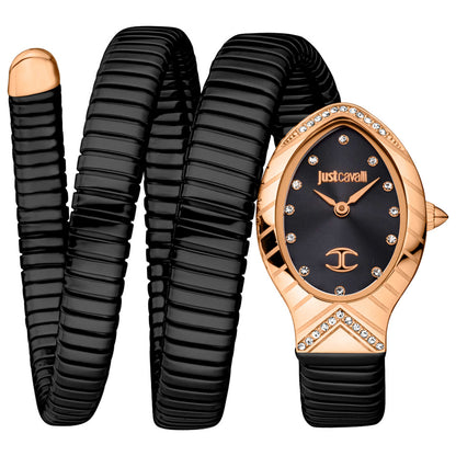 Front view of Just Cavalli Signature Snake Classico Lungo Women's Quartz Watch JC1L248M0085