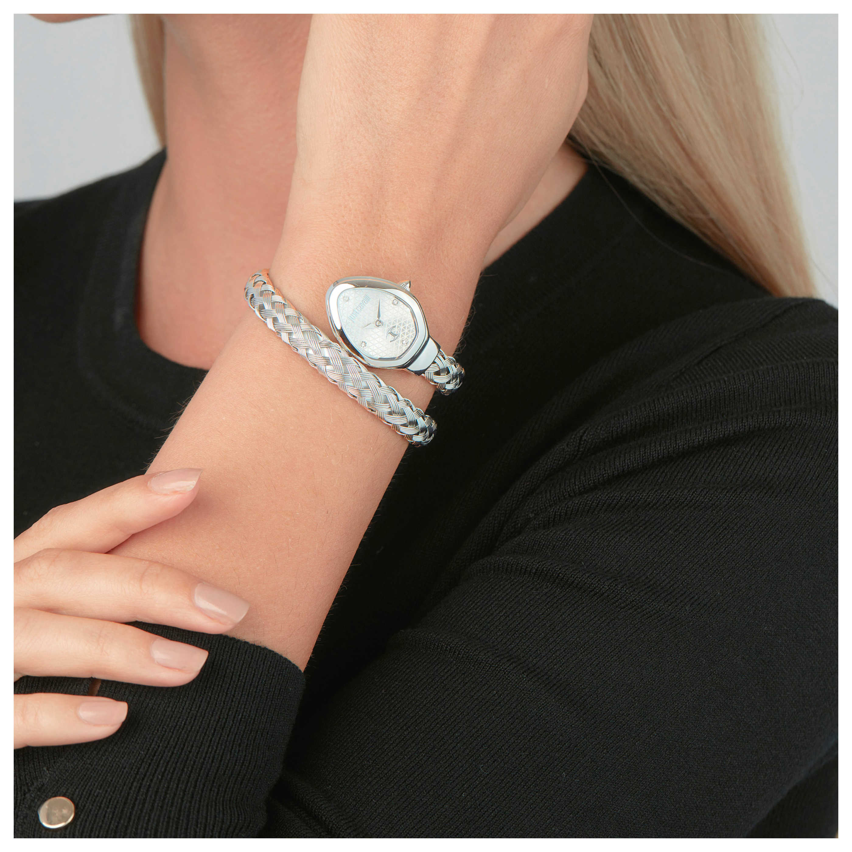 Just Cavalli Dress Watch JC1L264M0045, Bottle Green, Glam Novara Silver - Just Cavalli Watches