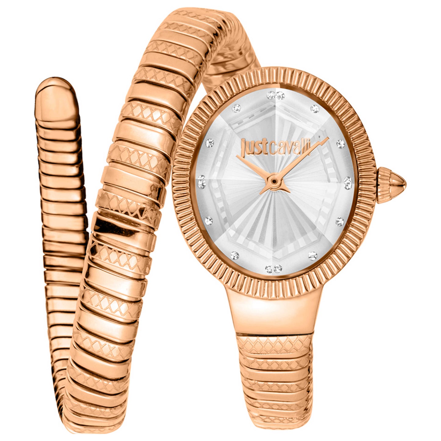 Front view of Just Cavalli Signature Snake Women's Quartz Watch JC1L268M0045