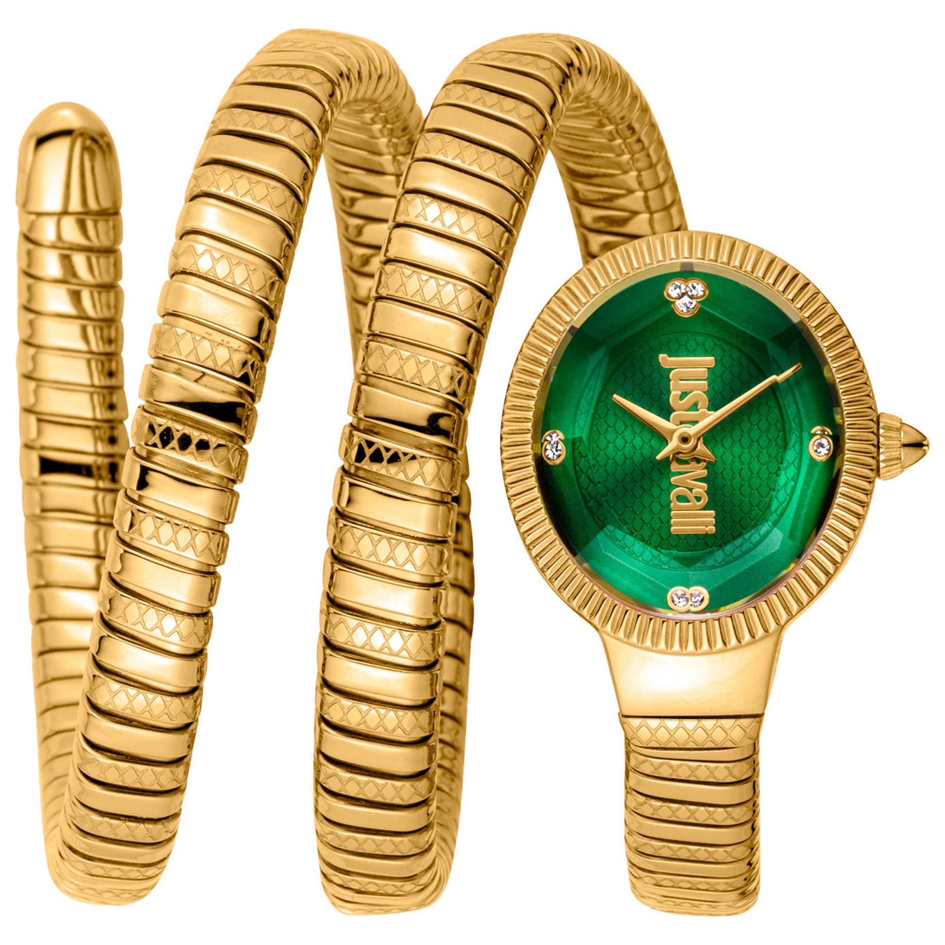 Front view of Just Cavalli Signature Snake Women's Quartz Watch JC1L269M0035