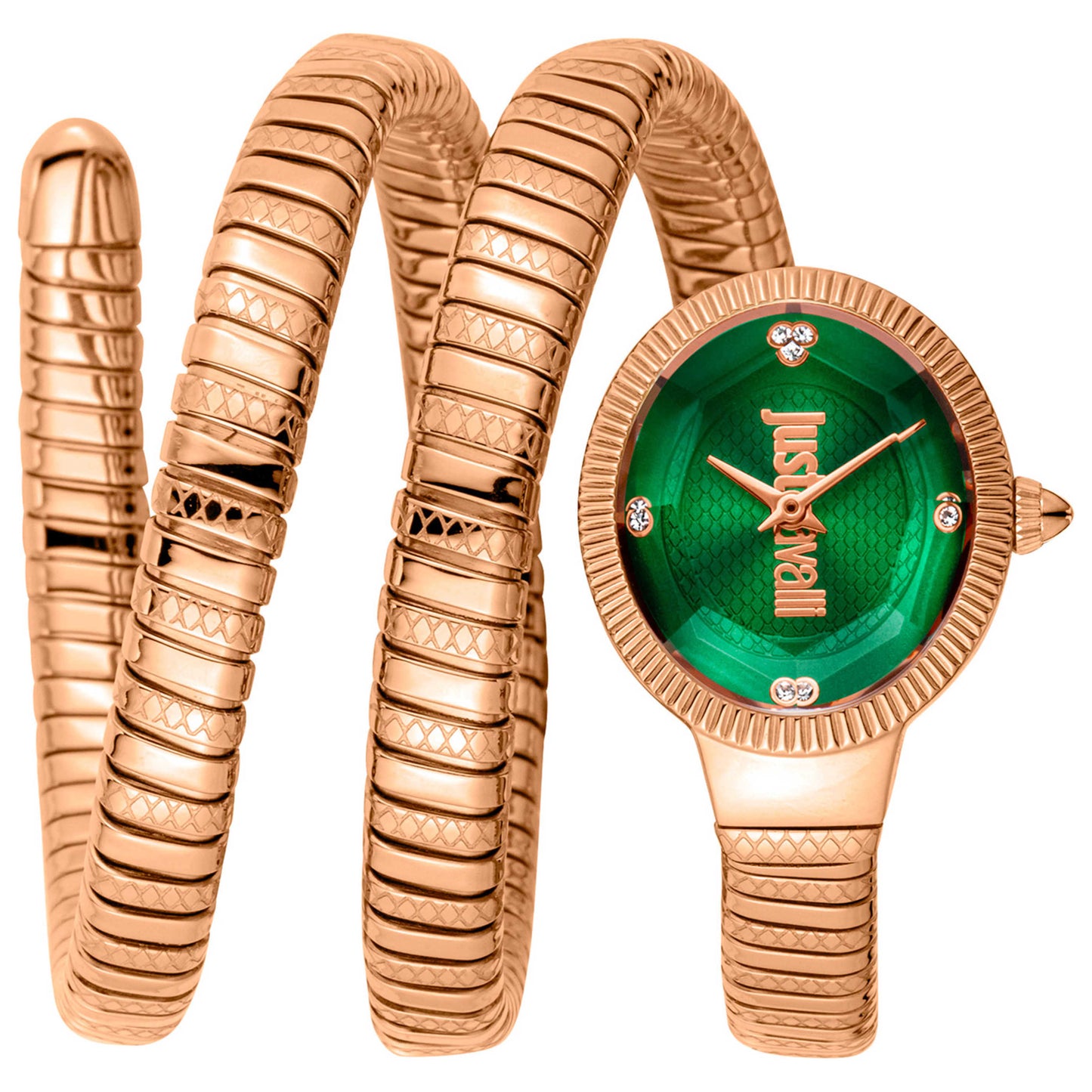 Front view of Just Cavalli Signature Snake Women's Quartz Watch JC1L269M0045