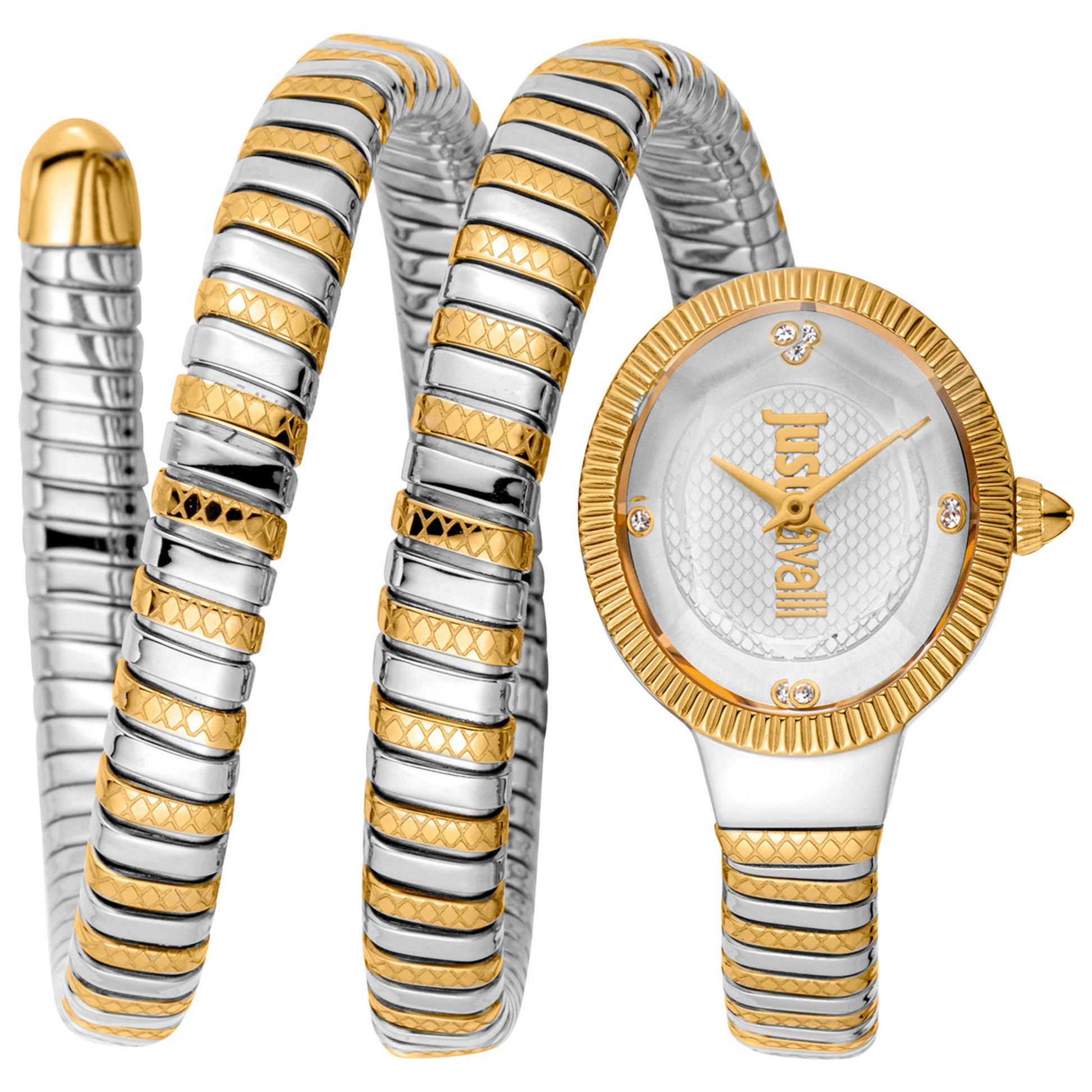 Front view of Just Cavalli Signature Snake Women's Quartz Watch JC1L269M0055