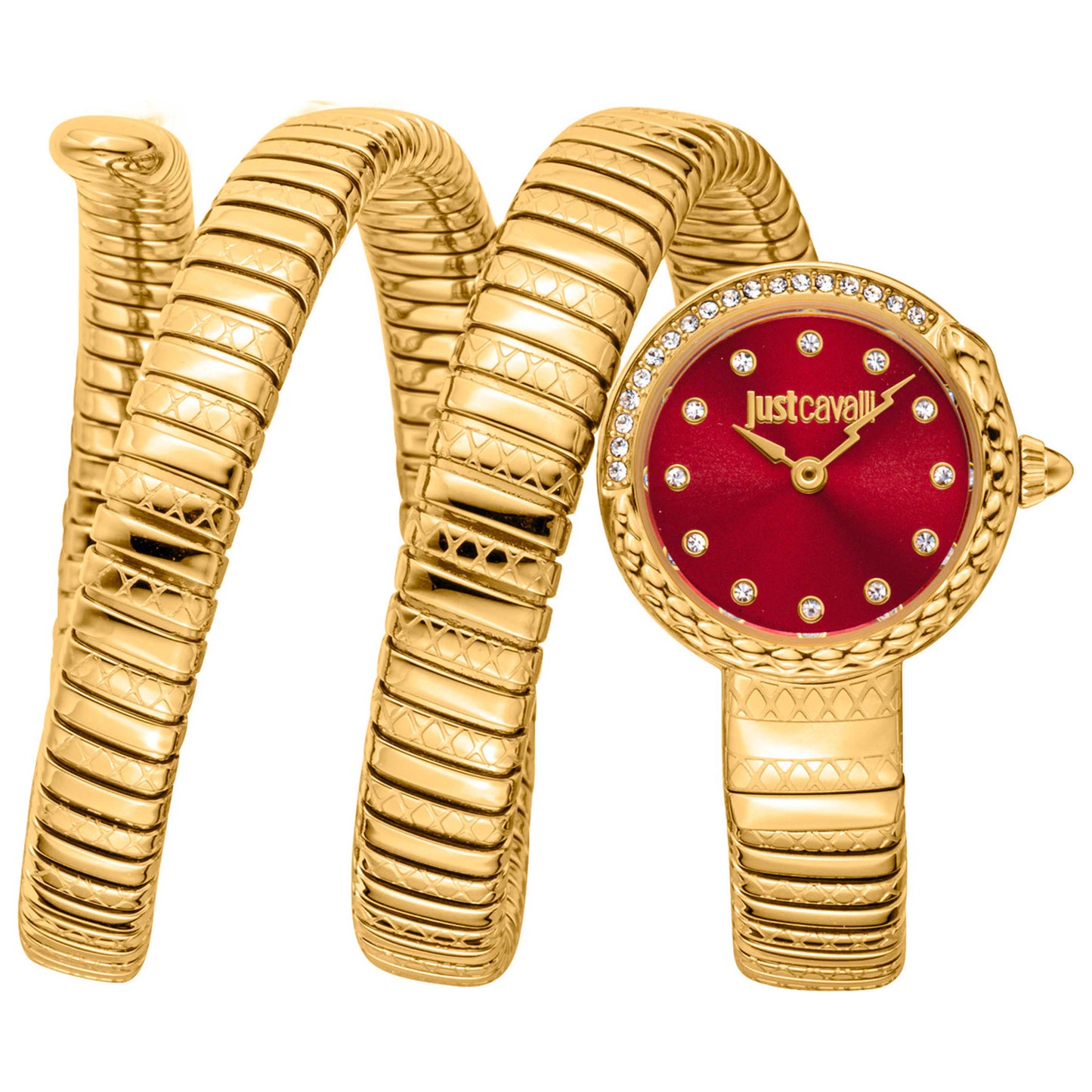 Front view of Just Cavalli Signature Snake Women's Quartz Watch JC1L302M0035