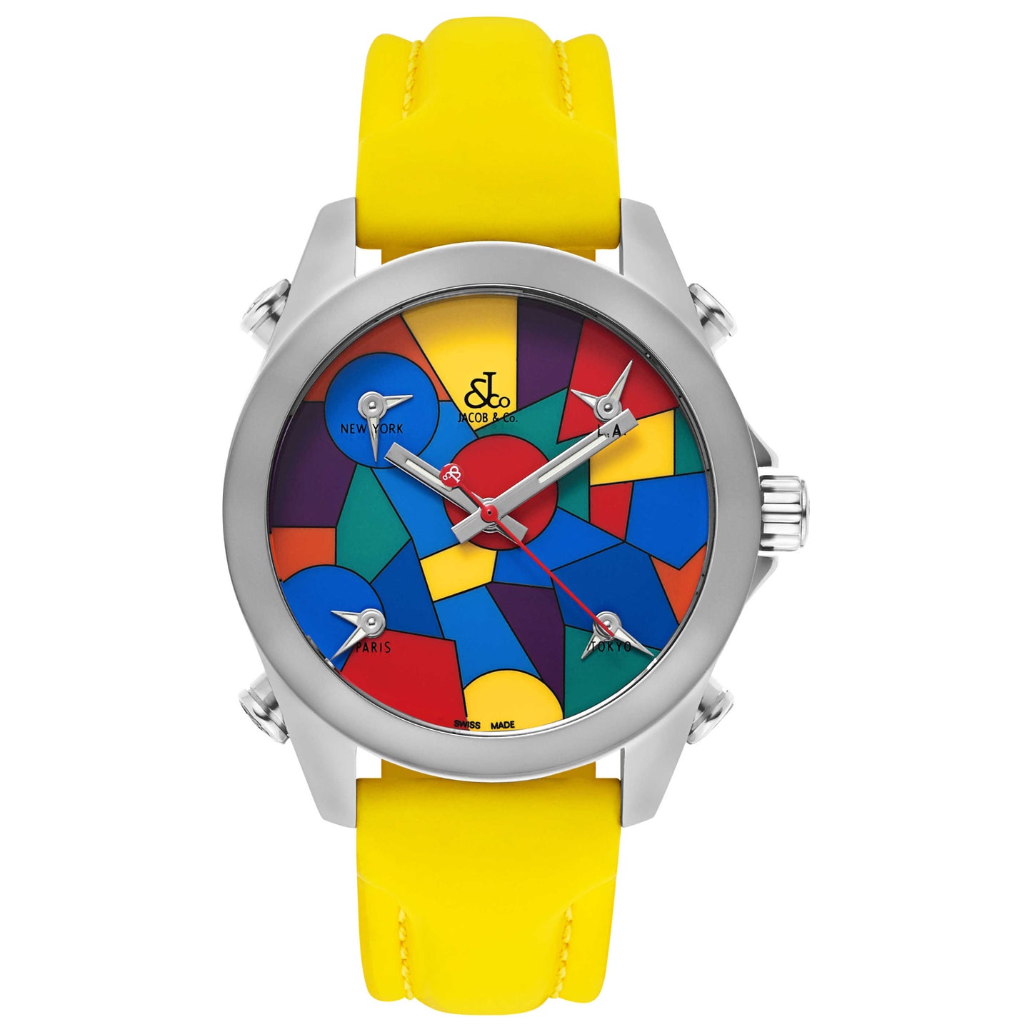 Front view of Jacob & Co. Five Time Zone Men's Swiss Quartz (Battery-Powered) Watch JCM-114