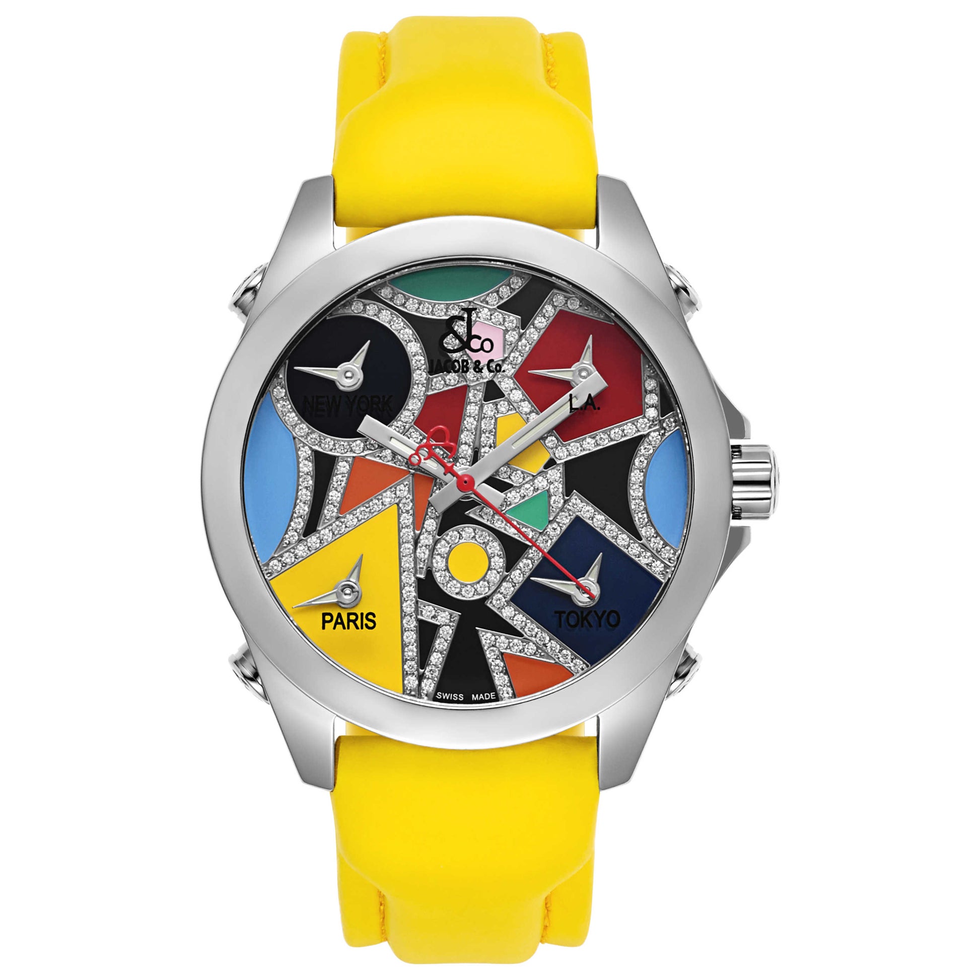 Front view of Jacob & Co. Five Time Zone Unisex Swiss Quartz (Battery-Powered) Watch JCM-115DA