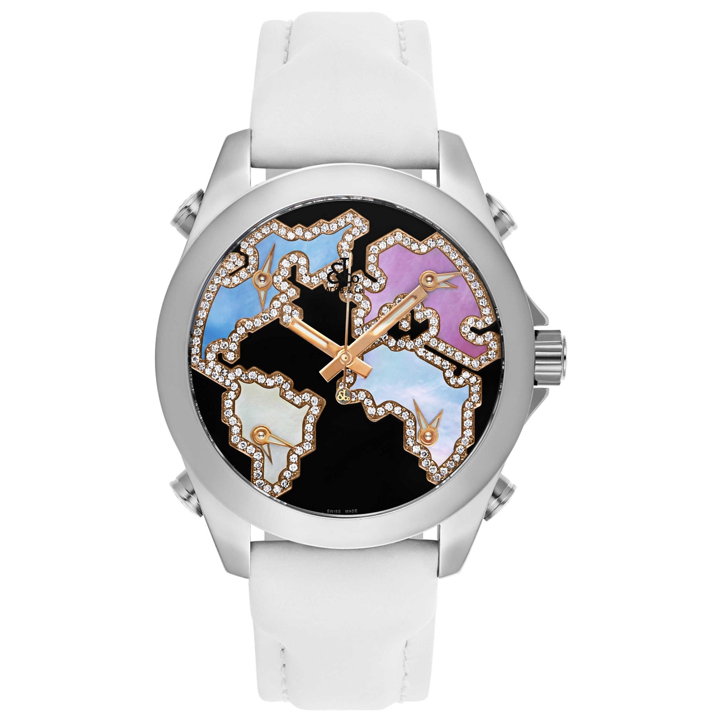 Front view of Jacob & Co. Five Time Zone Men's Swiss Quartz (Battery-Powered) Watch JCM-122R