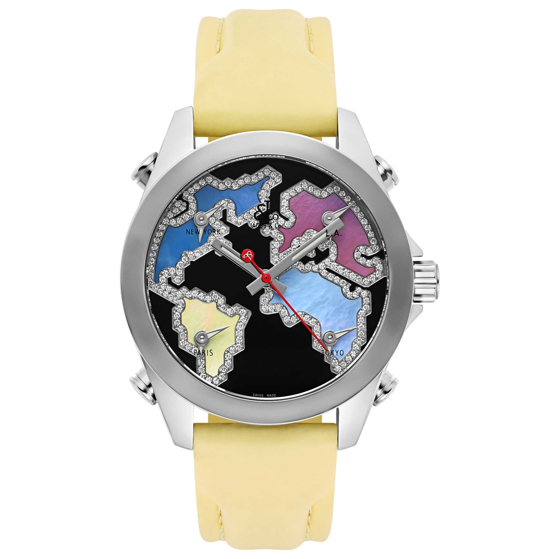 Front view of Jacob & Co. Five Time Zone Men's Swiss Quartz (Battery-Powered) Watch JCM-122