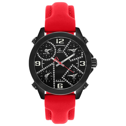 Front view of Jacob & Co. Five Time Zone Men's Swiss Quartz (Battery-Powered) Watch JCM-29DABC