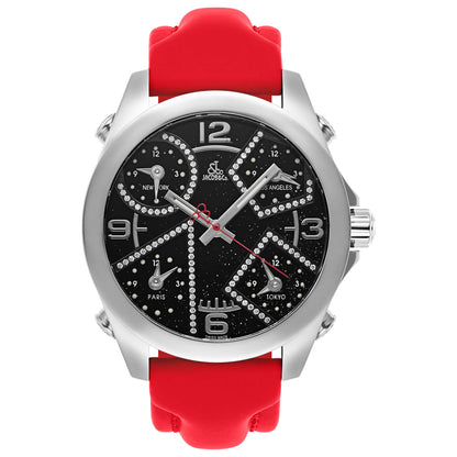 Front view of Jacob & Co. Five Time Zone Men's Swiss Quartz (Battery-Powered) Watch JCM-29DA