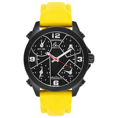 Front view of Jacob & Co. Five Time Zone Men's Swiss Quartz (Battery-Powered) Watch JCM-2BC