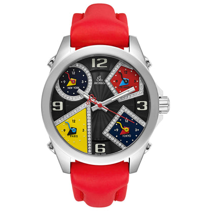 Front view of Jacob & Co. Five Time Zone Men's Swiss Quartz (Battery-Powered) Watch JCM-58DA