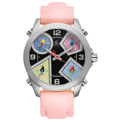 Front view of Jacob & Co. Five Time Zone Women's Swiss Quartz (Battery-Powered) Watch JCM-75DA
