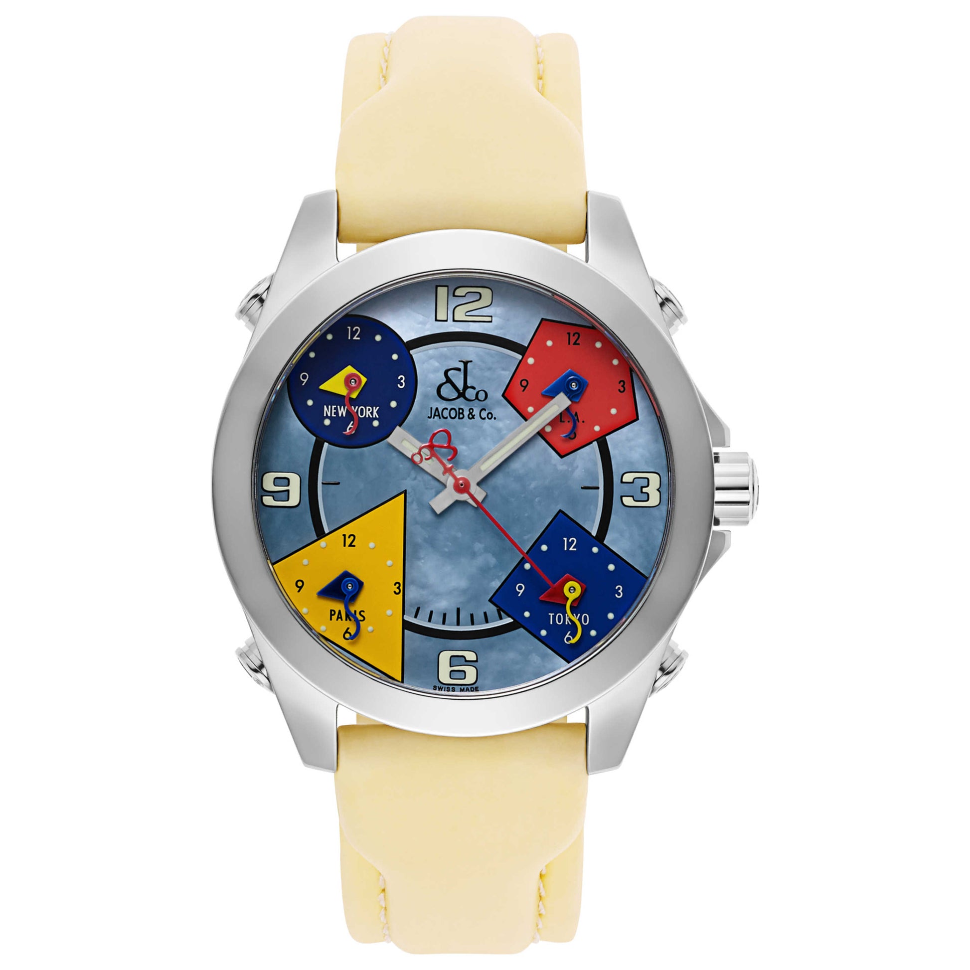 Front view of Jacob & Co. Five Time Zone Men's Swiss Quartz (Battery-Powered) Watch JCM-8