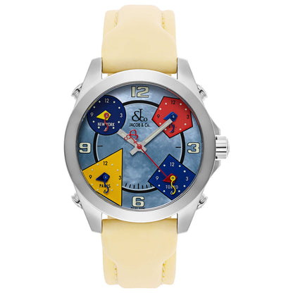 Front view of Jacob & Co. Five Time Zone Men's Swiss Quartz (Battery-Powered) Watch JCM-8