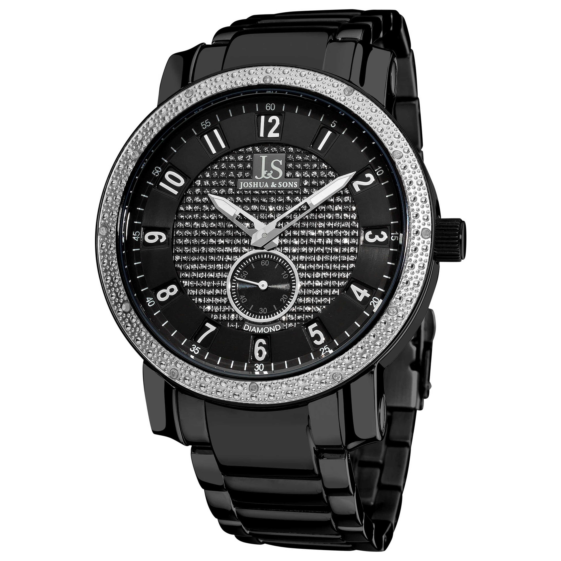 Front view of Joshua & Sons Classic Men's Japanese Quartz (Battery-Powered) Watch JS-20-BK