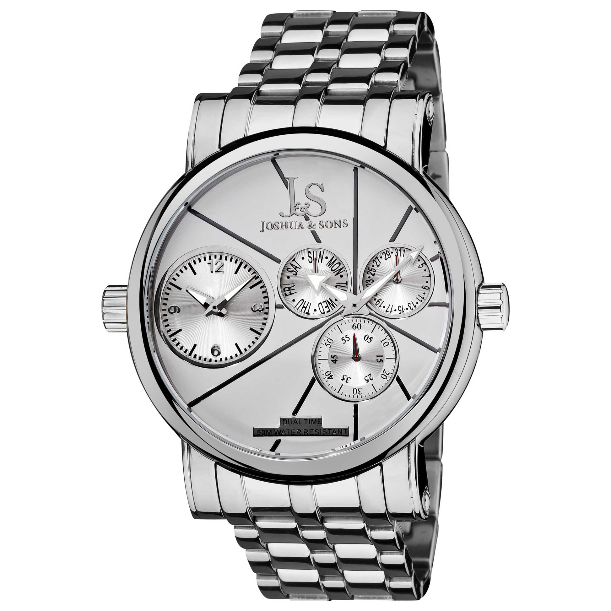 Front view of Joshua & Sons Classic Men's Japanese Quartz (Battery-Powered) Watch JS-35-SS