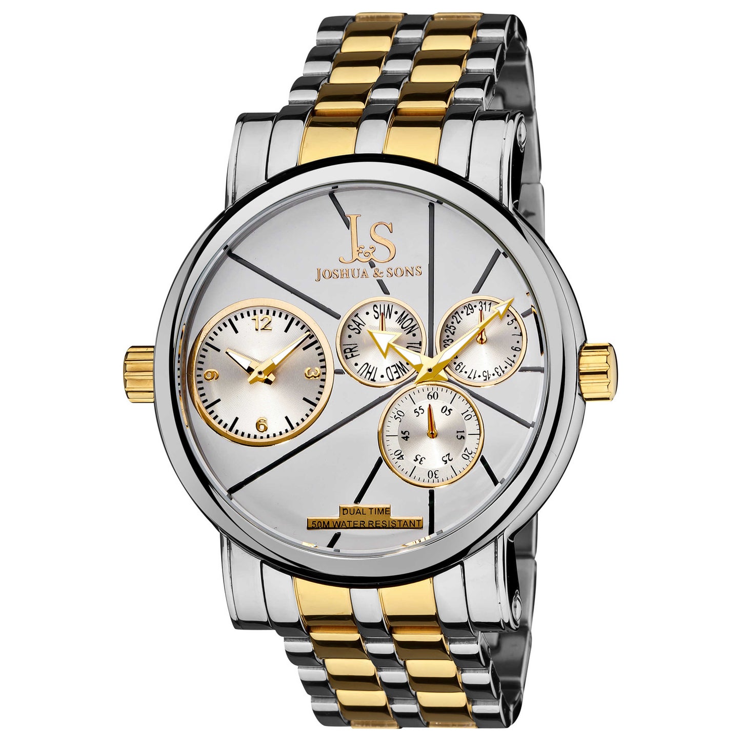 Front view of Joshua & Sons Classic Men's Japanese Quartz (Battery-Powered) Watch JS-35-TTG