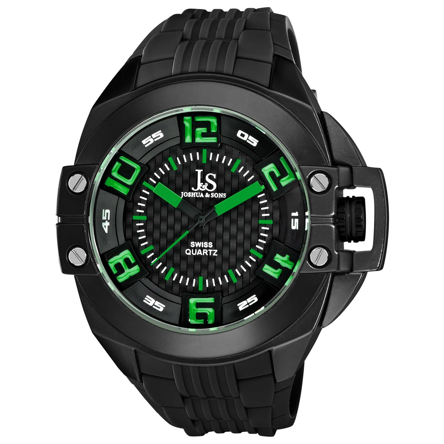 Front view of Joshua & Sons Classic Men's Swiss Quartz (Battery-Powered) Watch JS-39-BK