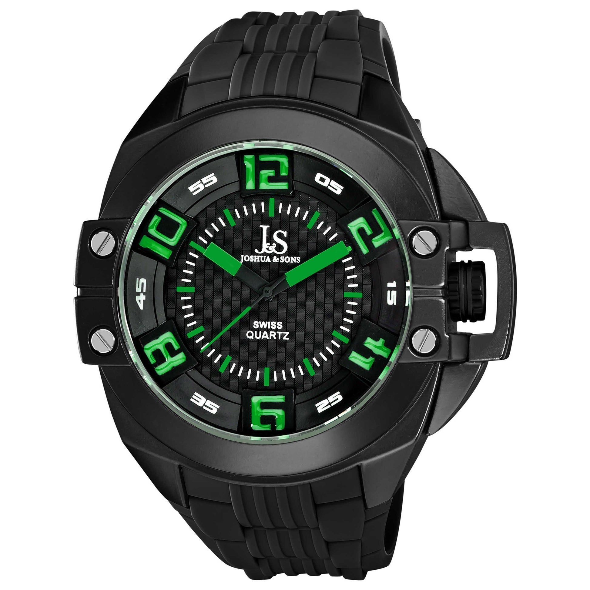 Front view of Joshua & Sons Classic Men's Swiss Quartz (Battery-Powered) Watch JS-39-BK