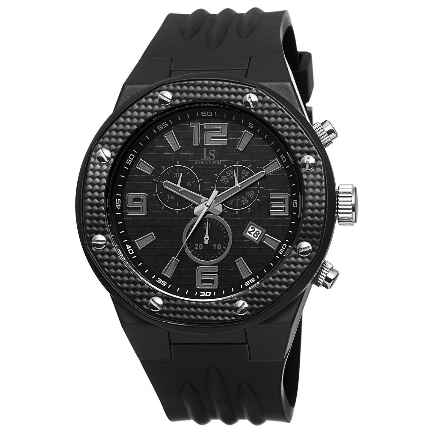 Front view of Joshua & Sons Classic Men's Swiss Quartz (Battery-Powered) Watch JS62BK