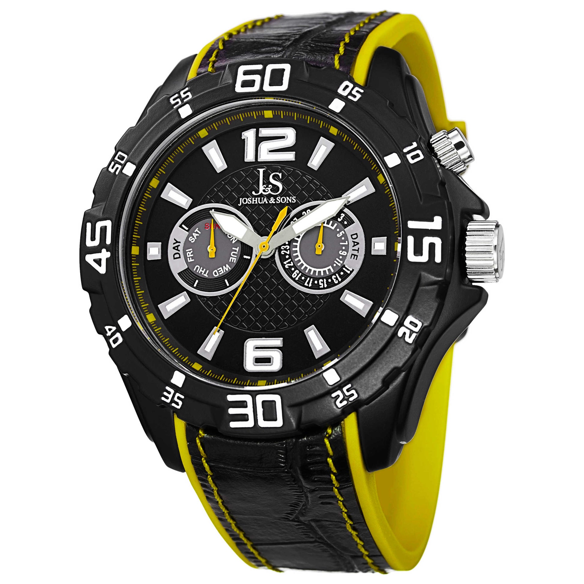 Front view of Joshua & Sons Classic Men's Swiss Quartz (Battery-Powered) Watch JS79YL