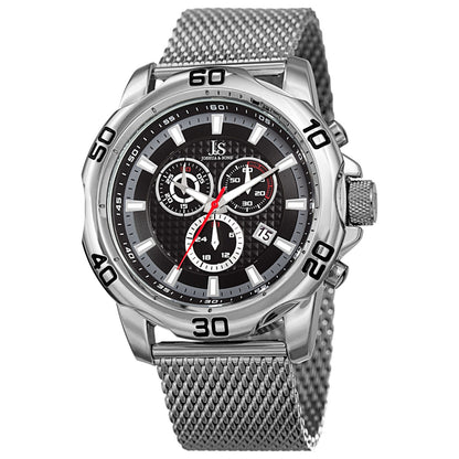 Front view of Joshua & Sons Classic Men's Swiss Quartz (Battery-Powered) Watch JX123SSBK