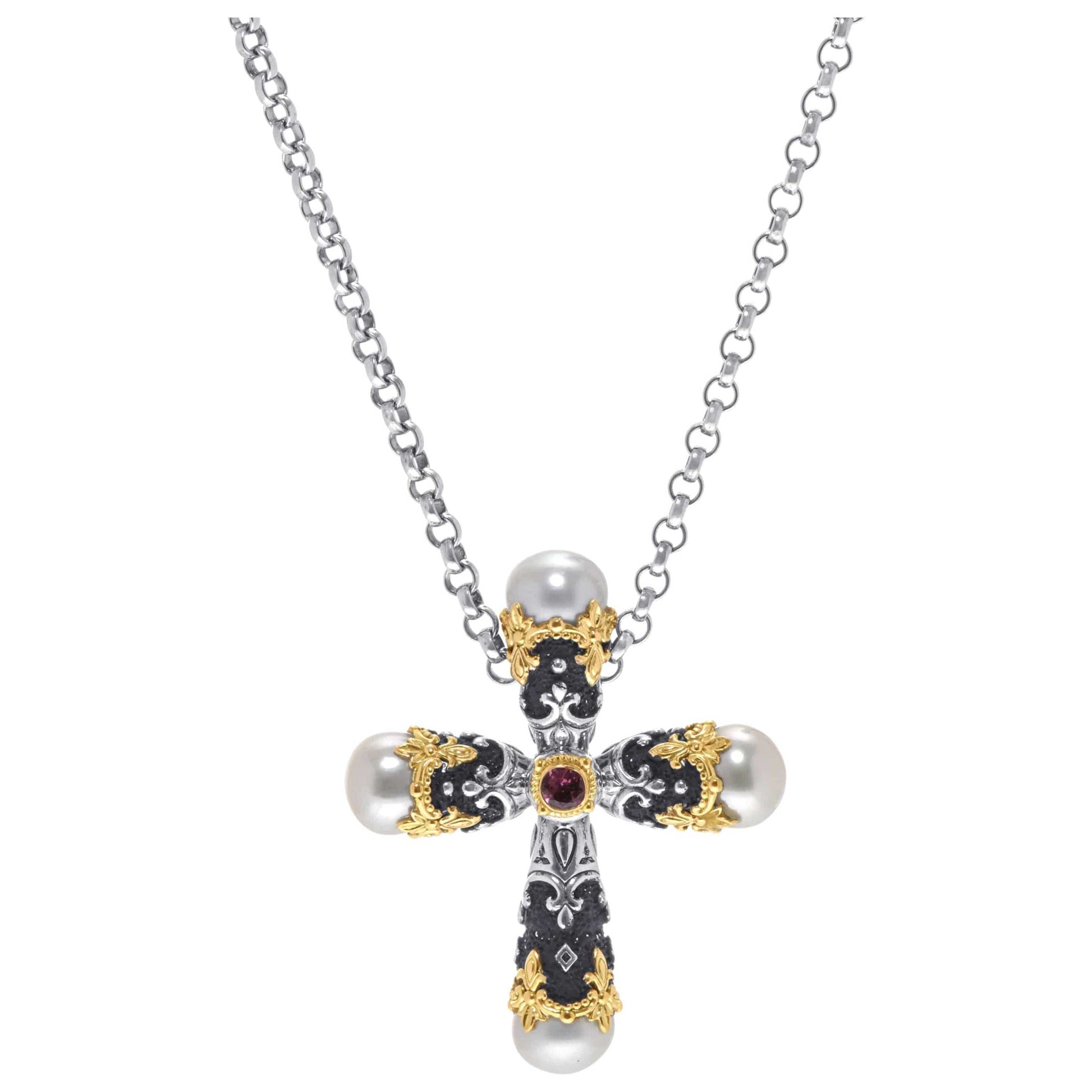 Front view of Konstantino Nemesis Women's Necklace KOMK4728-229-CAB-CUT