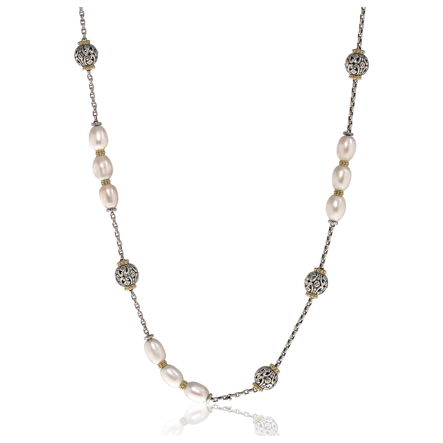 Front view of Konstantino Station Women's Necklace KOMK4767-122-33