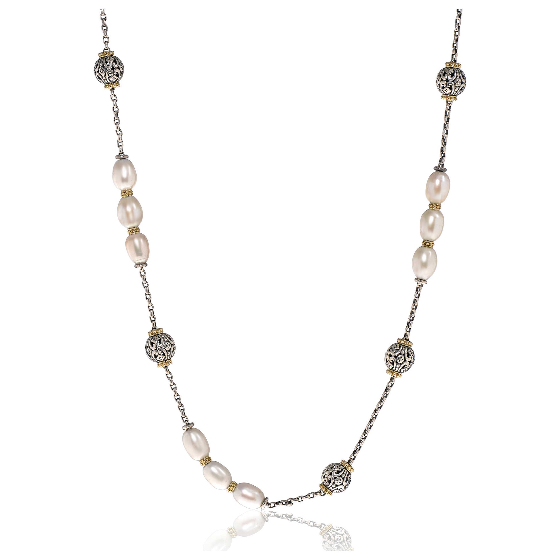 Front view of Konstantino Station Women's Necklace KOMK4767-122-33