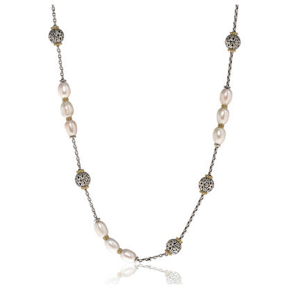 Front view of Konstantino Station Women's Necklace KOMK4767-122-33