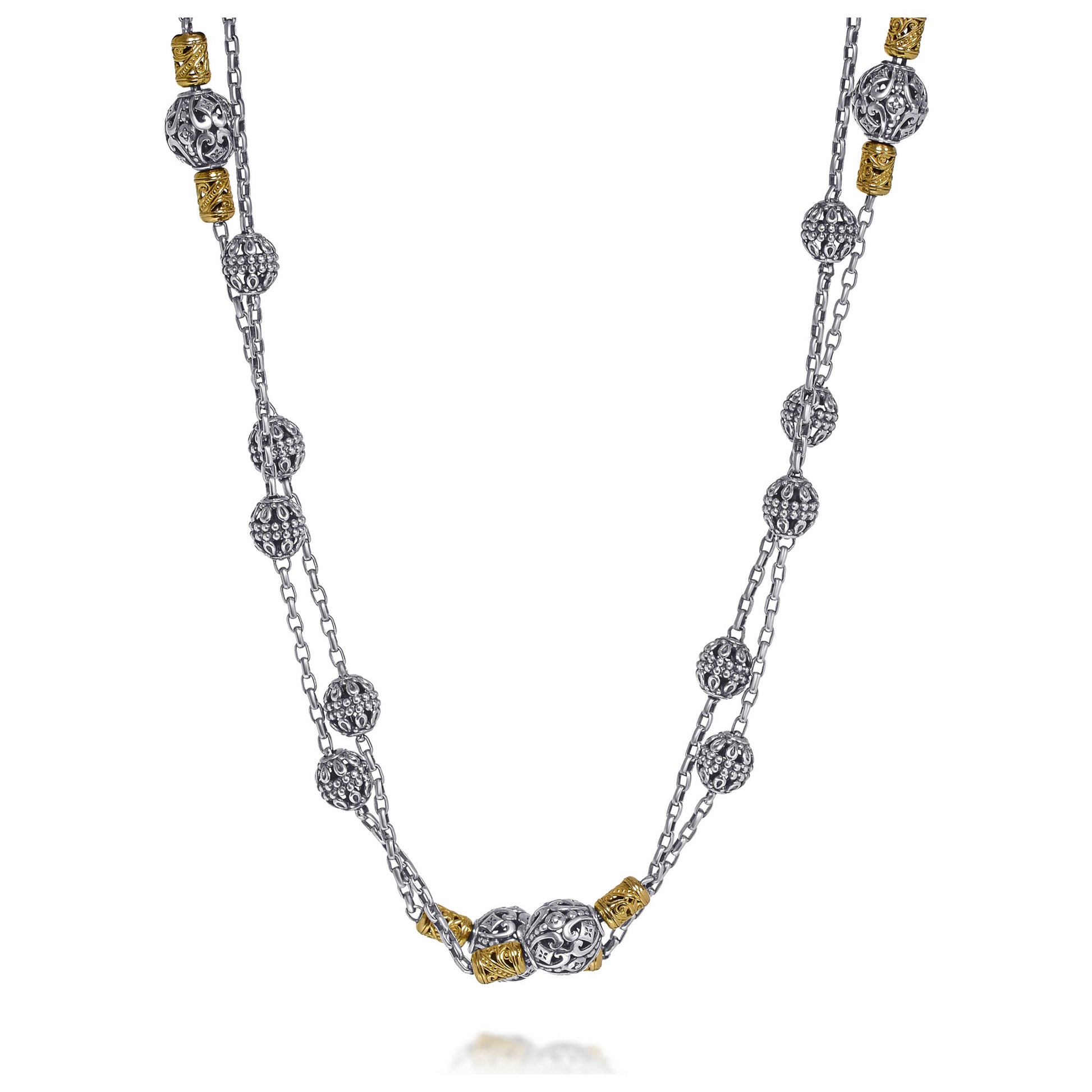Front view of Konstantino Station Women's Necklace KOMK4768-130-33
