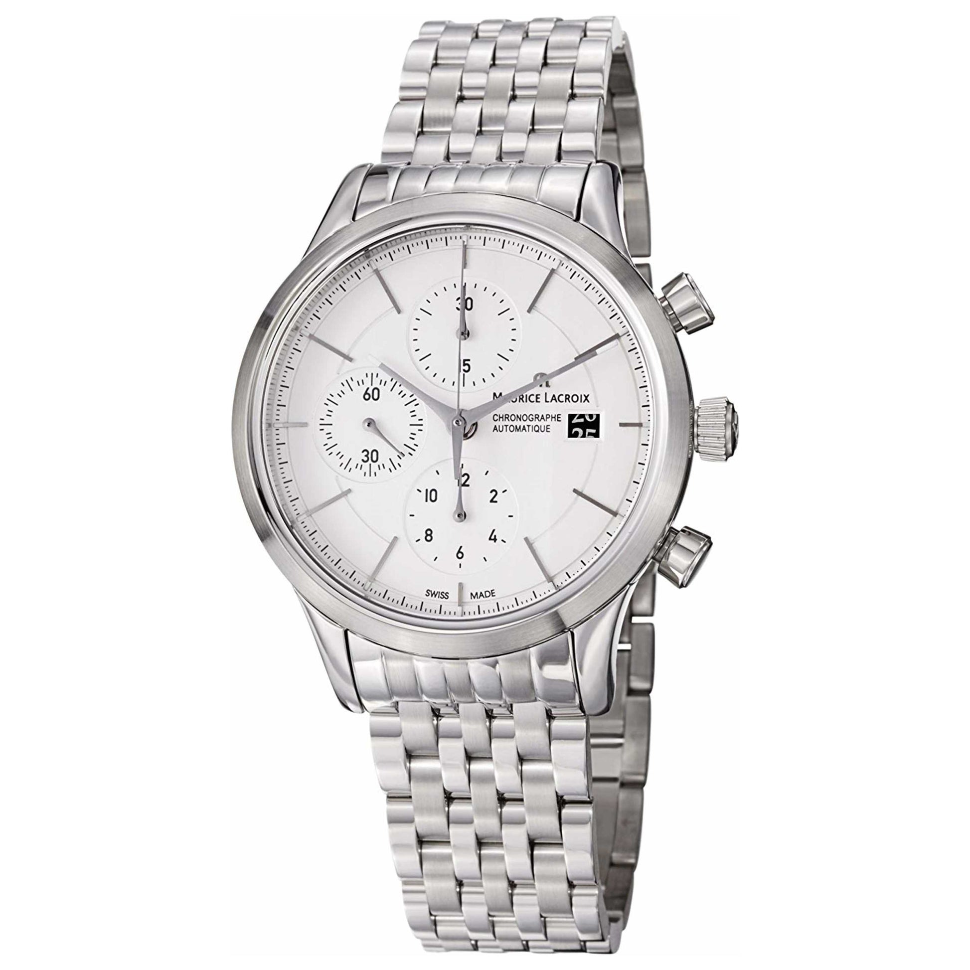 Front view of Maurice Lacroix Les Classiques Men's Automatic Watch LC6058-SS002-130-1