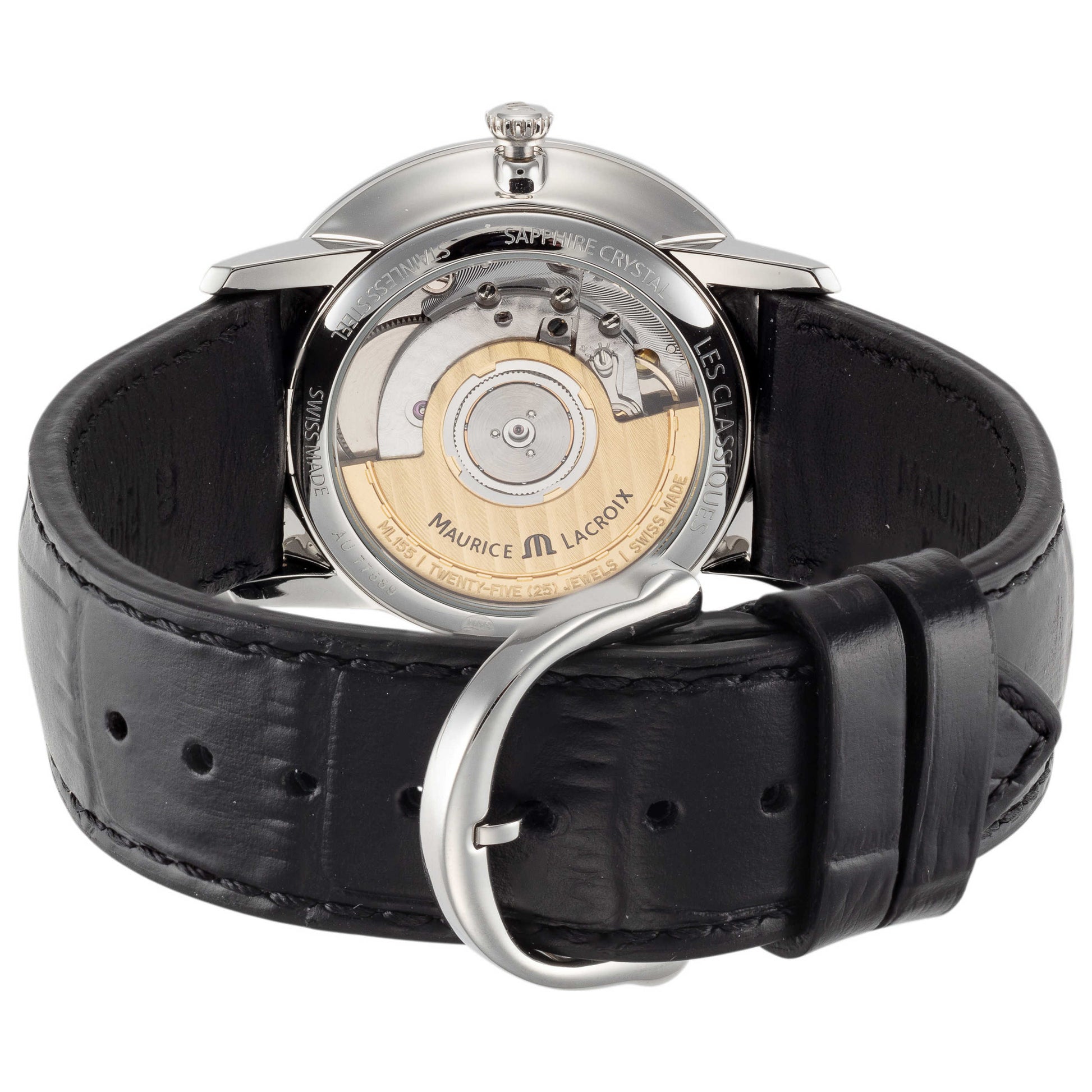 Back view of Maurice Lacroix Les Classiques Men's Automatic Watch LC6067-SS001-310