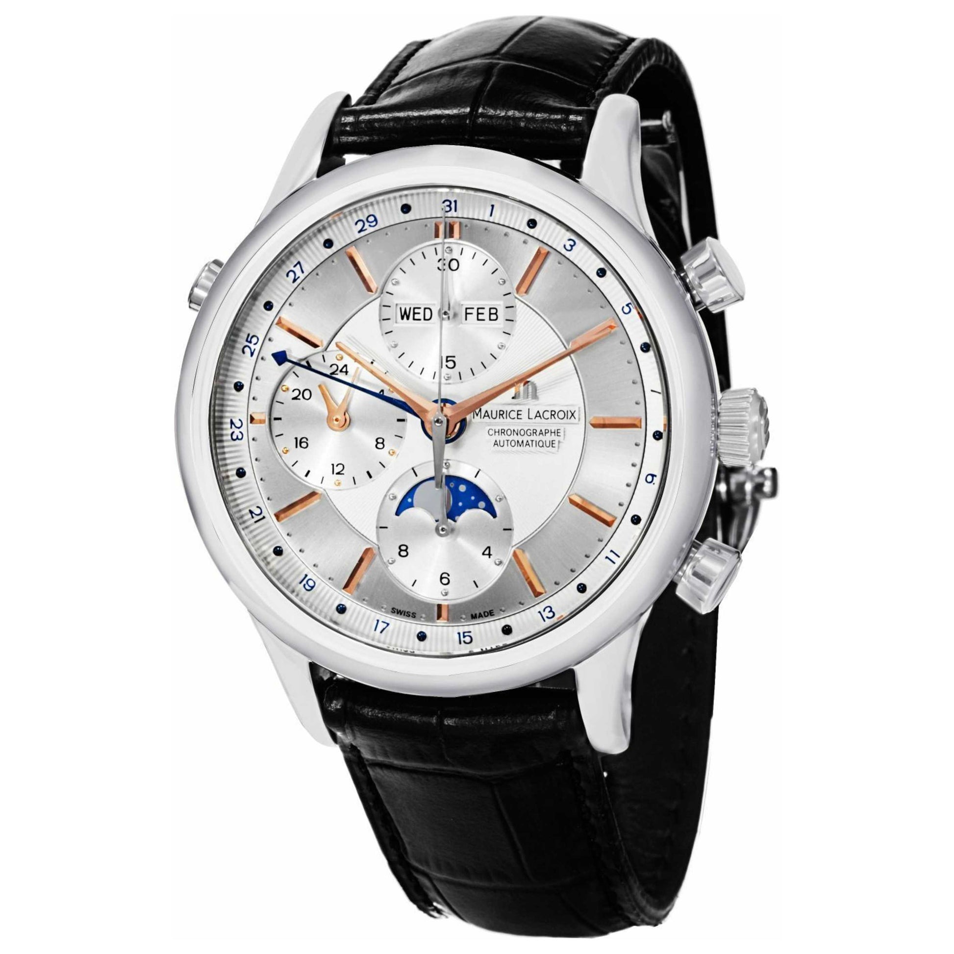 Front view of Maurice Lacroix Les Classiques Men's Automatic Watch LC6078-SS001-131-1