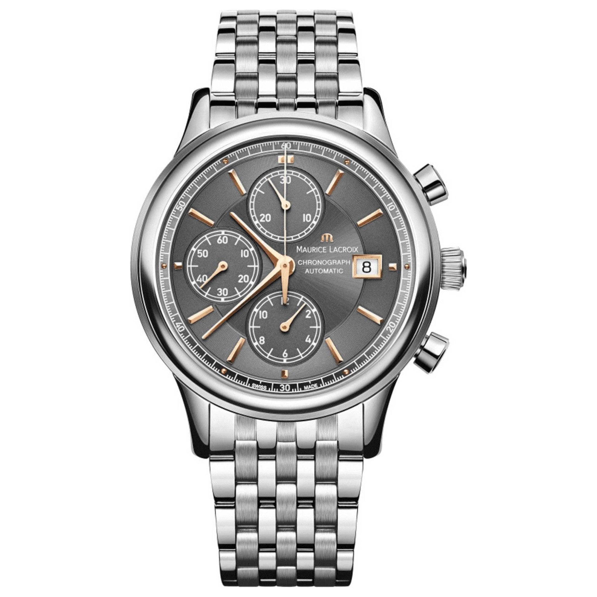 Front view of Maurice Lacroix Les Classiques Men's Automatic Watch LC6158-SS002-330-1