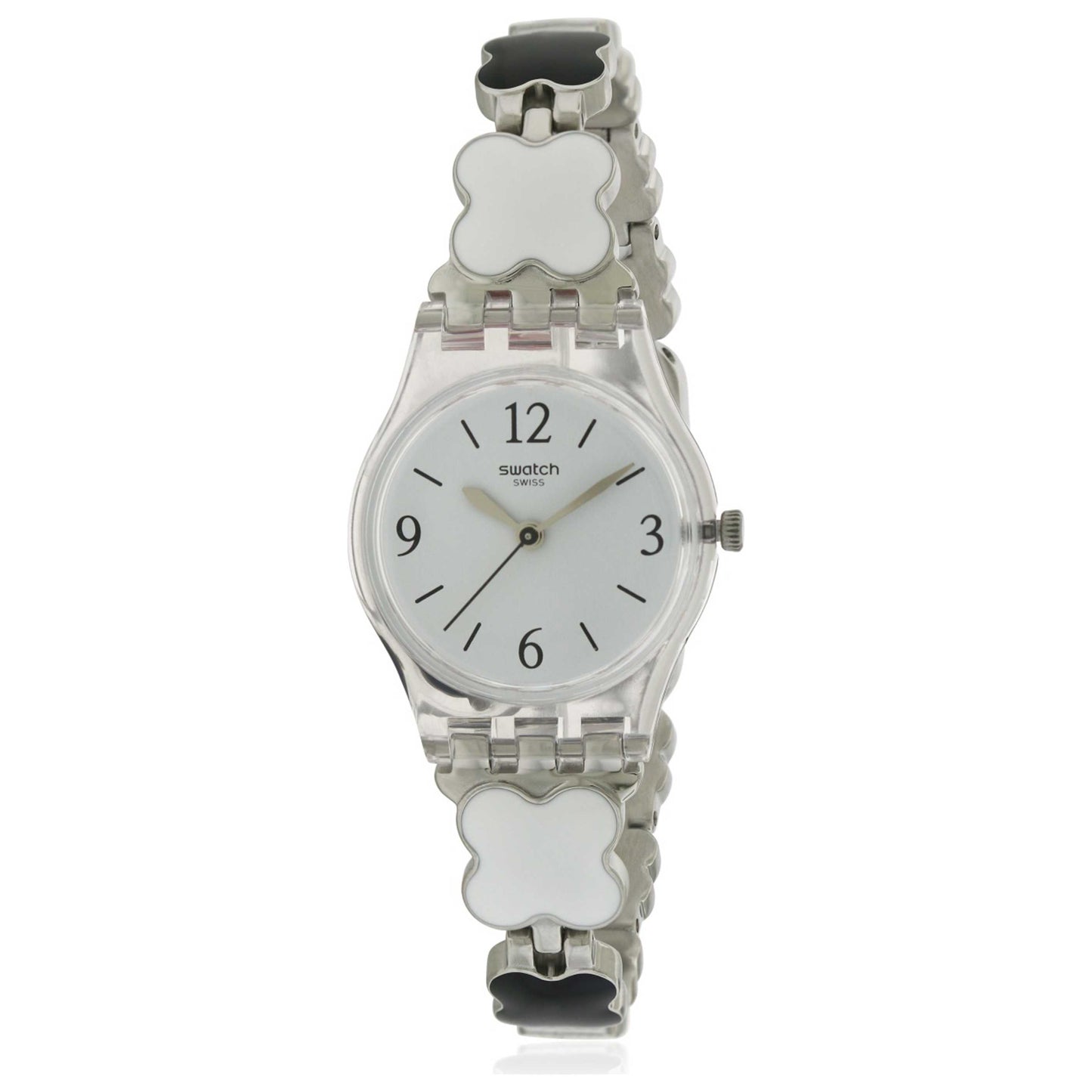 Front view of Swatch Clovercheck Women's Quartz Watch LK367G