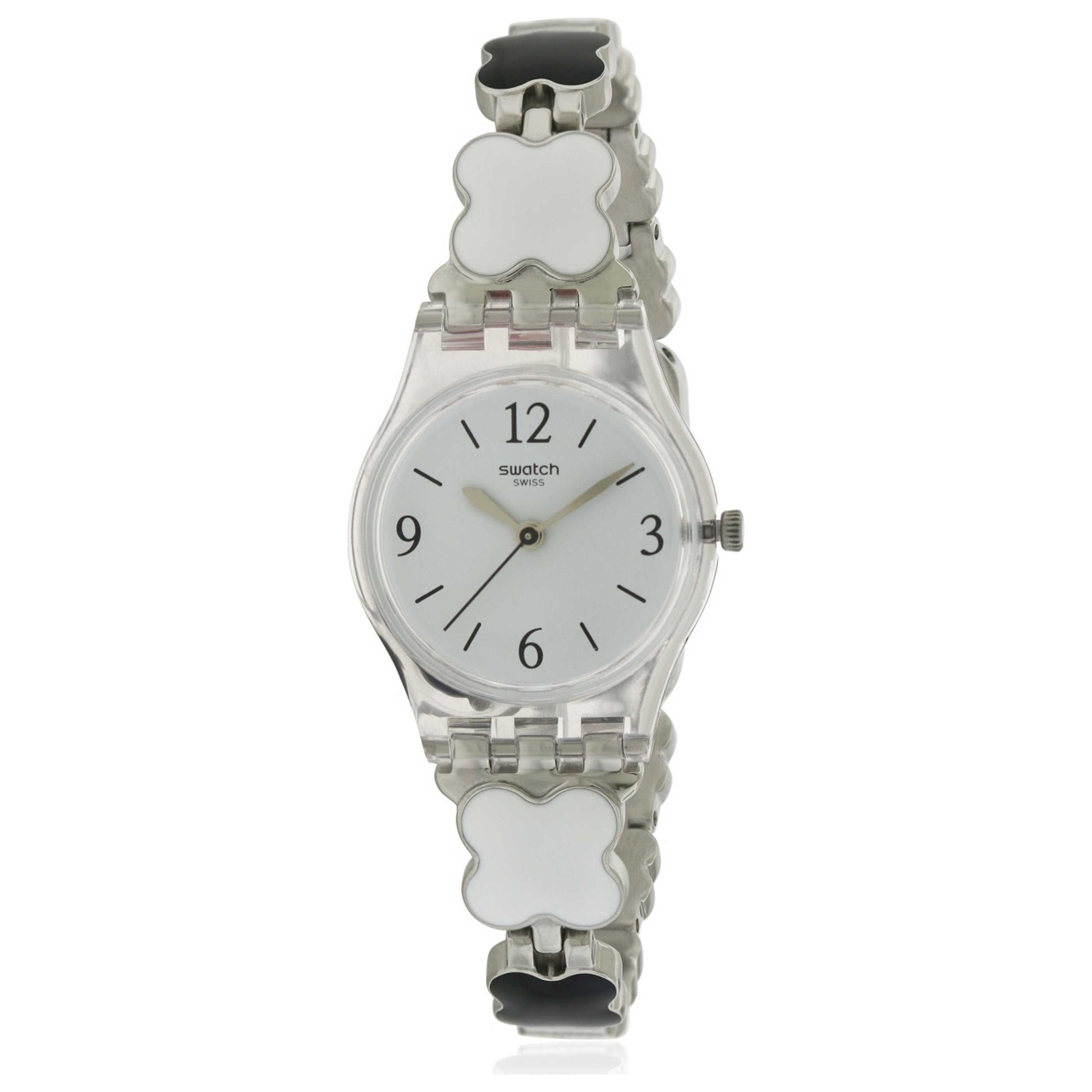 Front view of Swatch Clovercheck Women's Quartz Watch LK367G