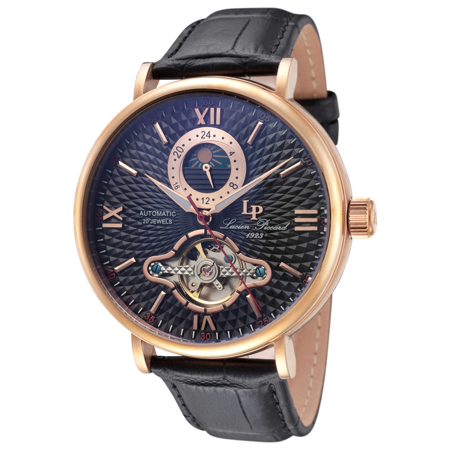 Front view of Lucien Piccard Babylon Men's Automatic Watch LP-15040-RG-01