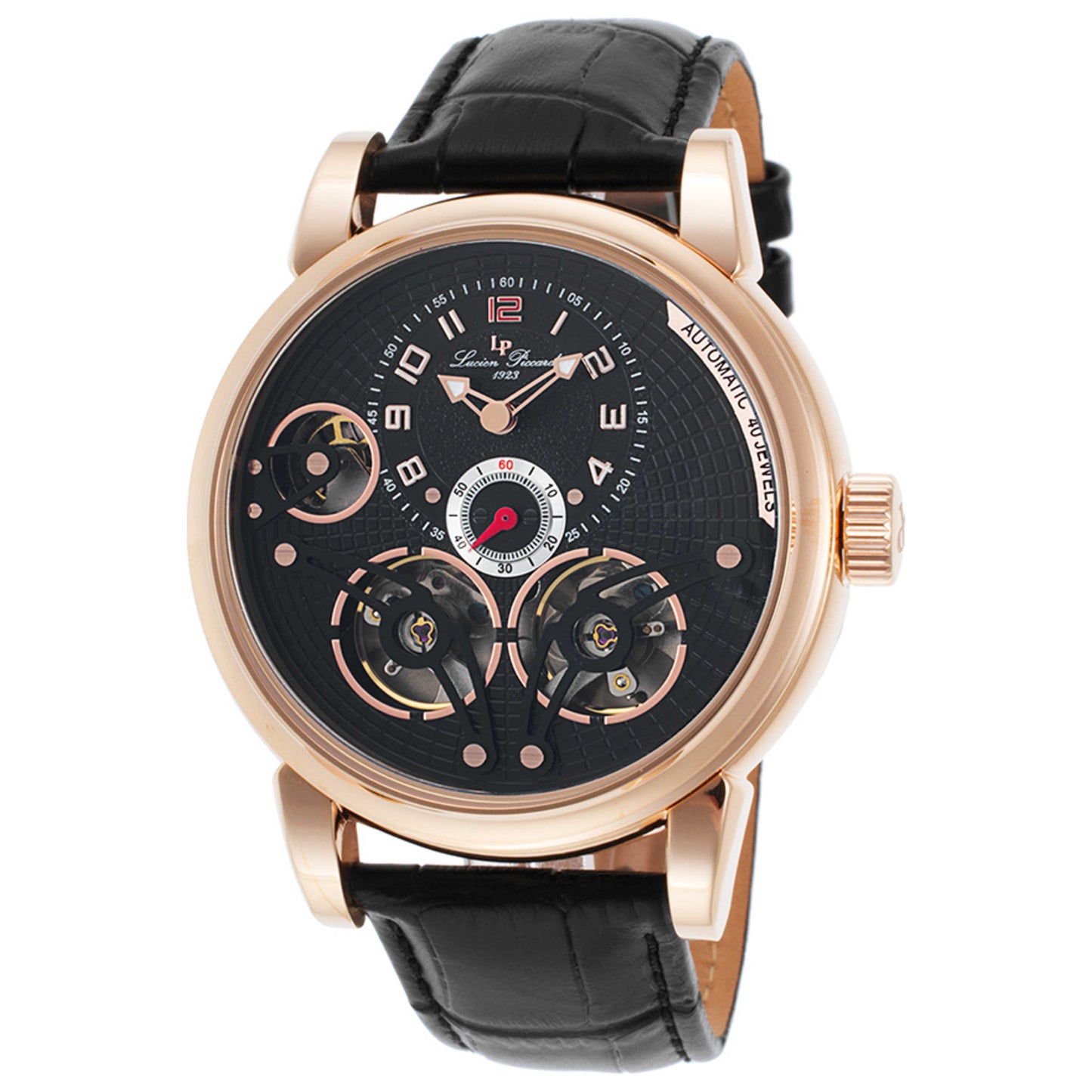 Front view of Lucien Piccard Cosmos Men's Automatic Watch LP-15071-RG-01