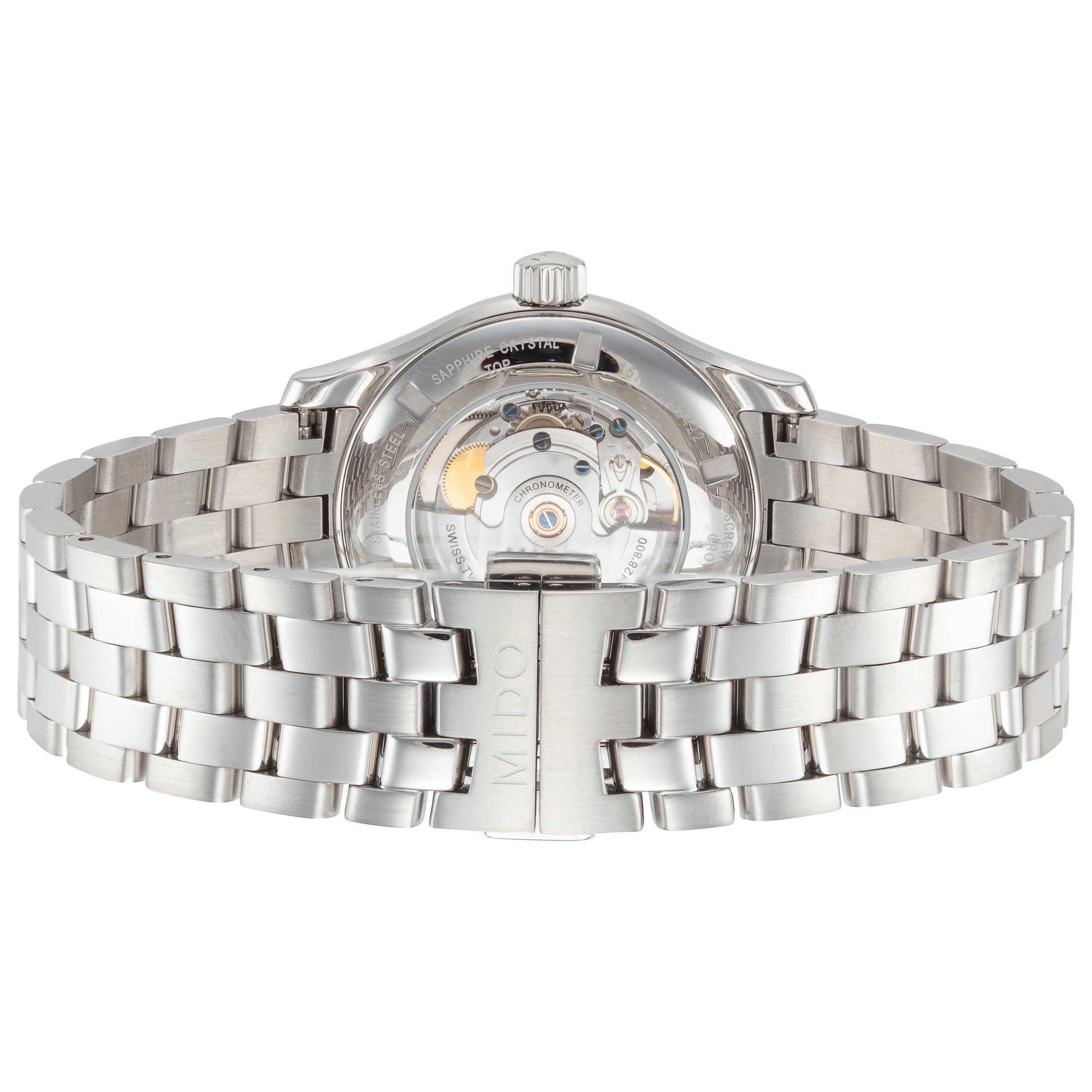 Back view of Mido Belluna Clou De Paris Men's Automatic Watch M0014311103192