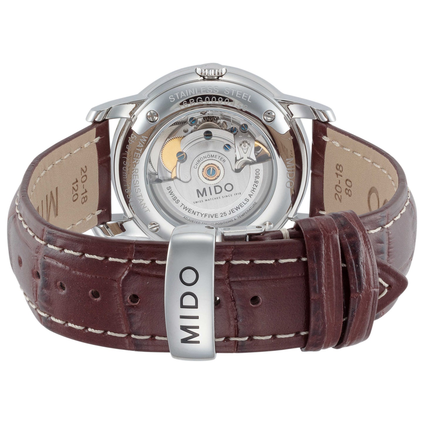 Back view of Mido Baroncelli Men's Automatic Watch M0104081605110