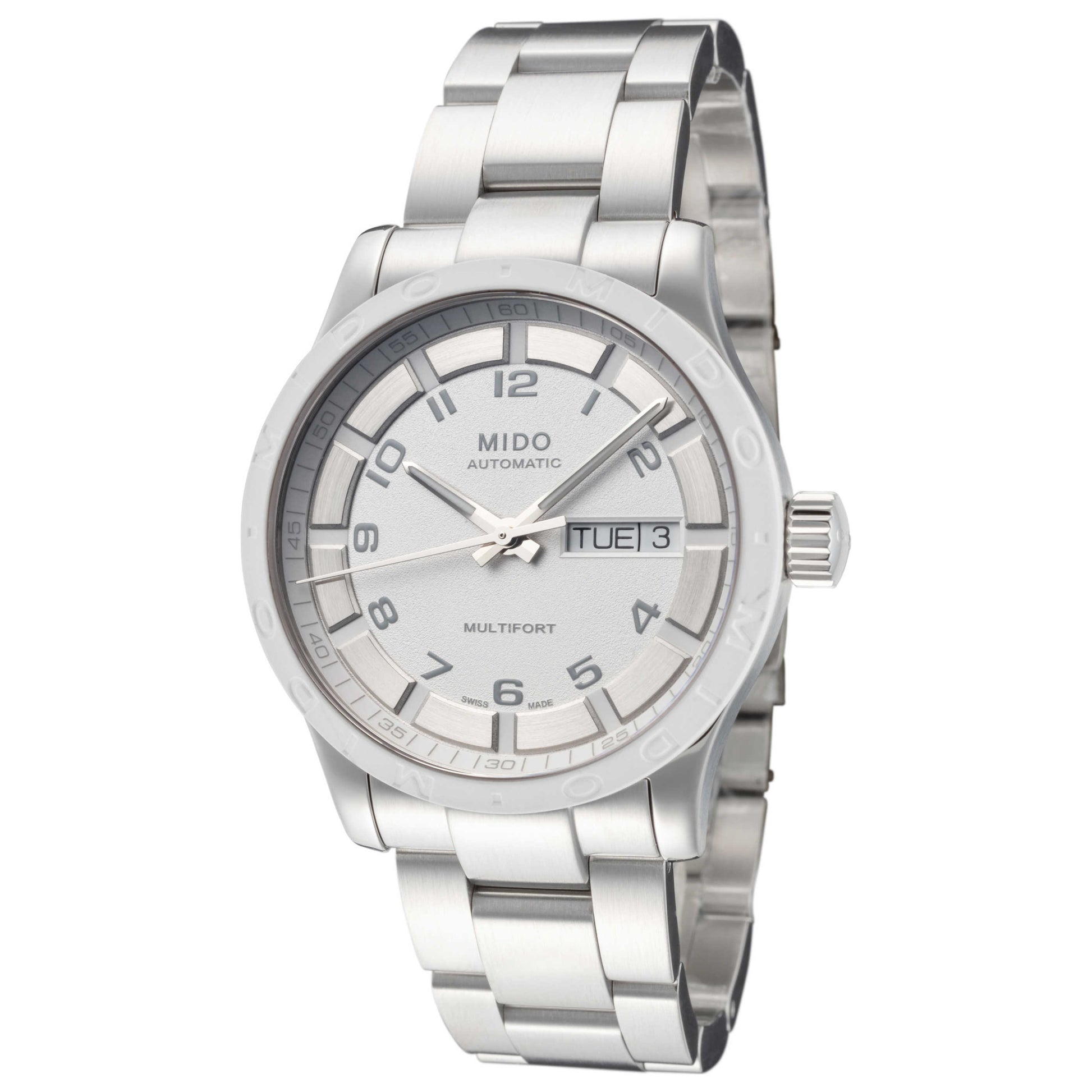 Front view of Mido Multifort II Rubber Bezel Men's Automatic Watch M0188301101200