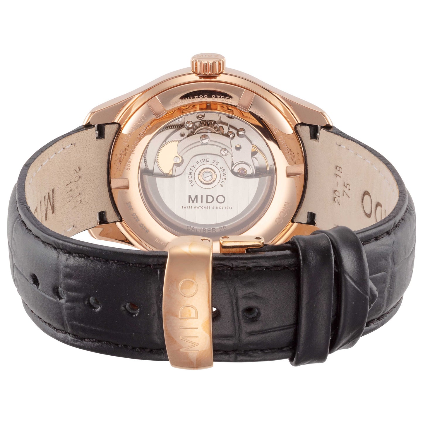 Back view of Mido Belluna II Men's Automatic Watch M0244073603109