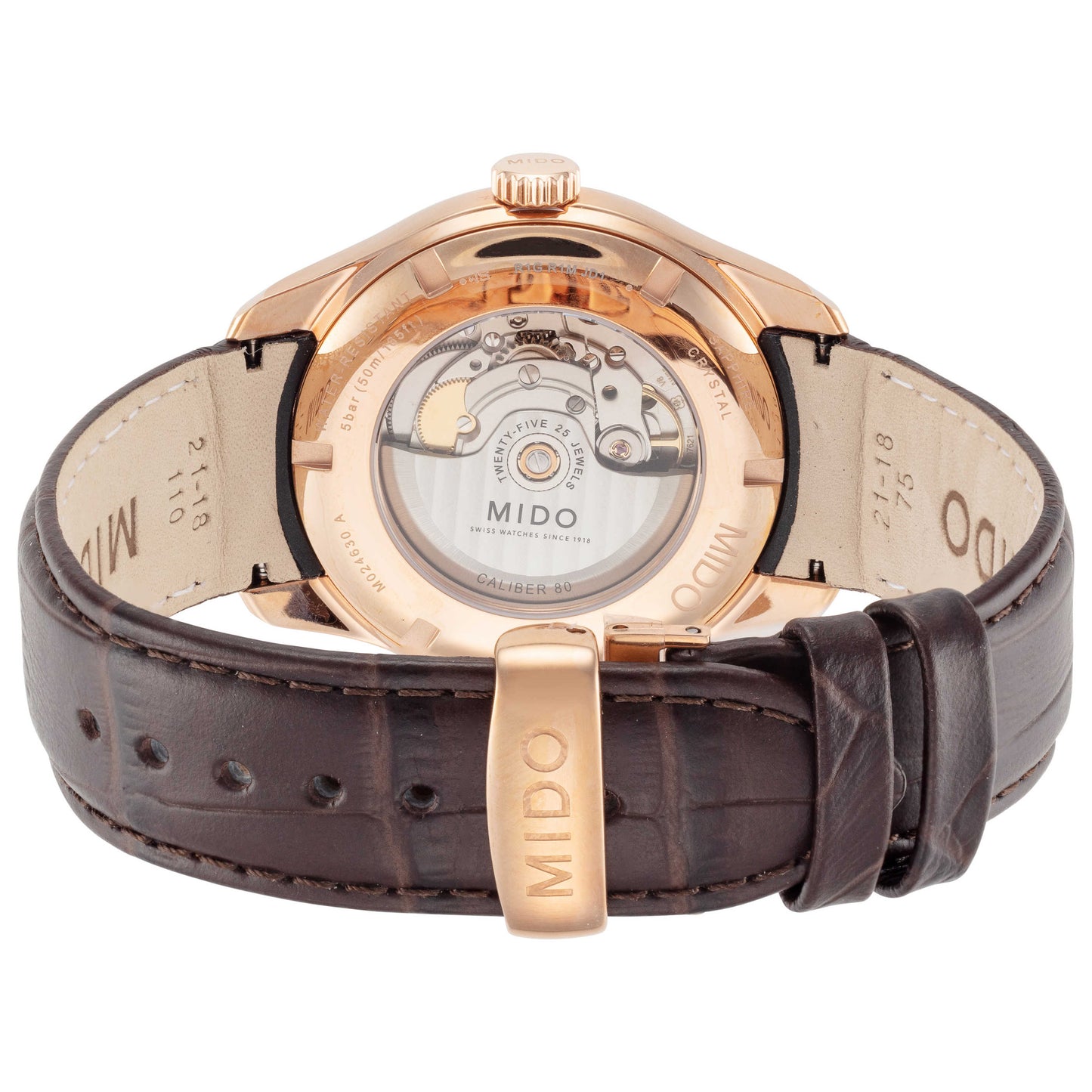 Back view of Mido Belluna II Men's Automatic Watch M0246303629100