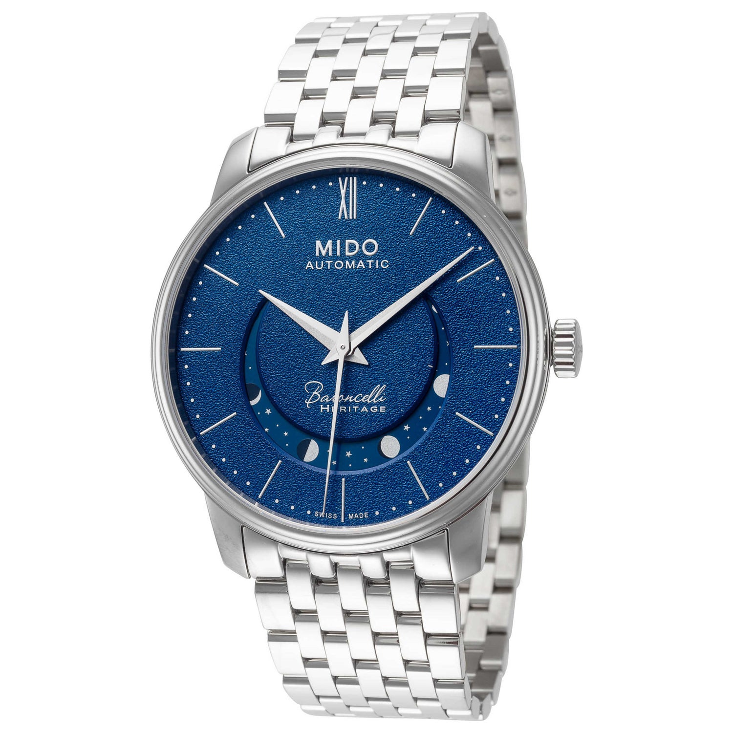 Front view of Mido Smiling Moon Men's Automatic Watch M0274071104000