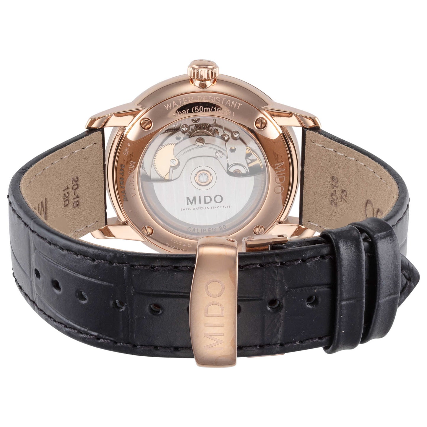 Back view of Mido Baroncelli Men's Automatic Watch M0374073603101