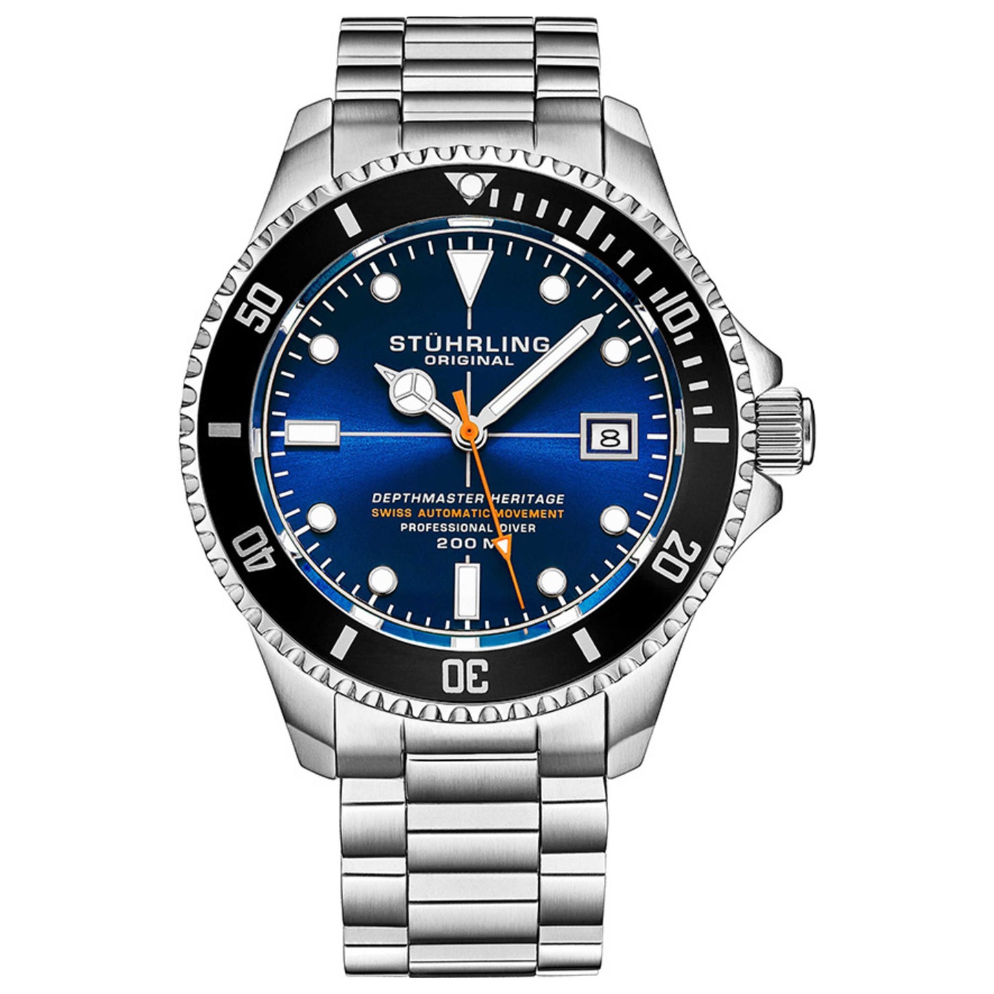 Front view of Stuhrling Aquadiver Men's Automatic Watch M13729