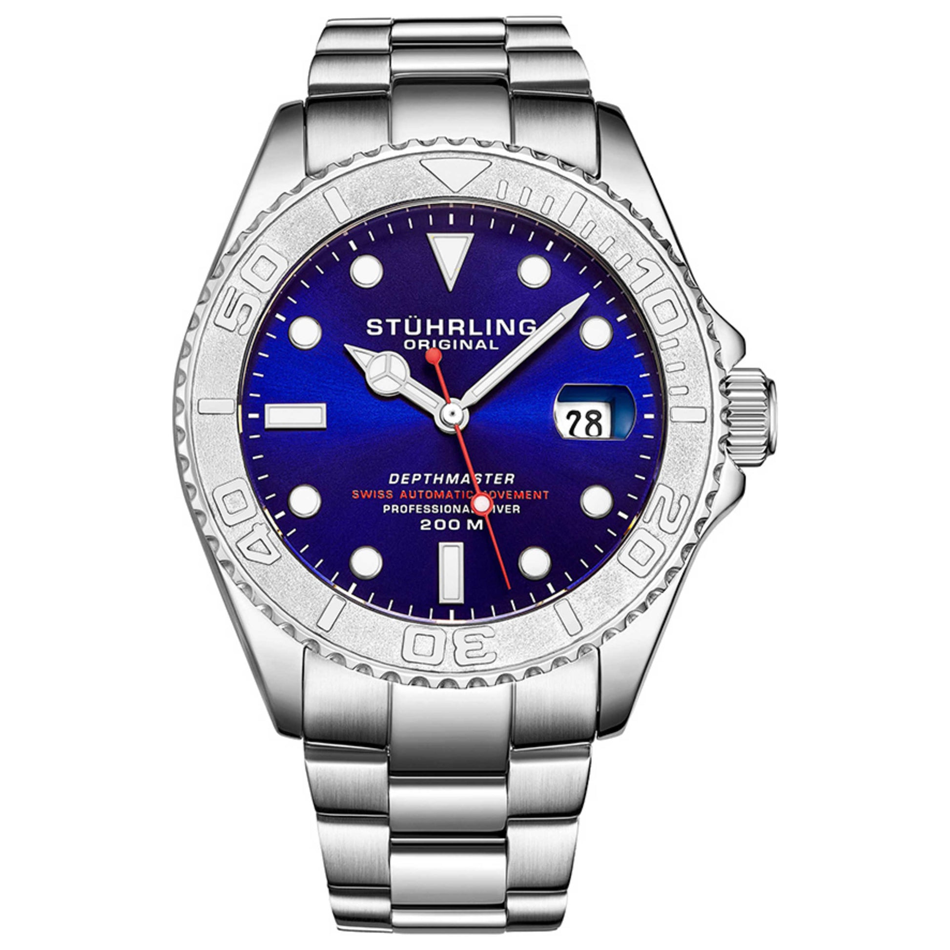 Front view of Stuhrling Aquadiver Men's Automatic Watch M13748